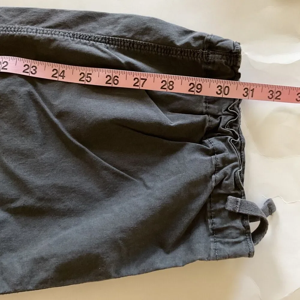 American Eagle Womens Stretch Parachute Cargo Pants Sz M Drawstring Hem Charcoal